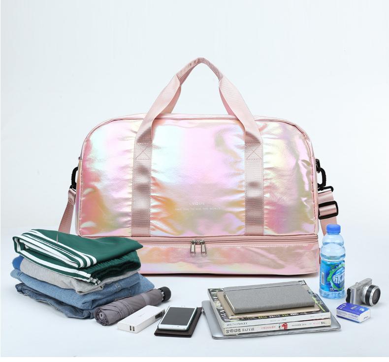 Iridescent Pearl Gym Duffel Bag – Shoe Compartment & Wet/Dry Separation