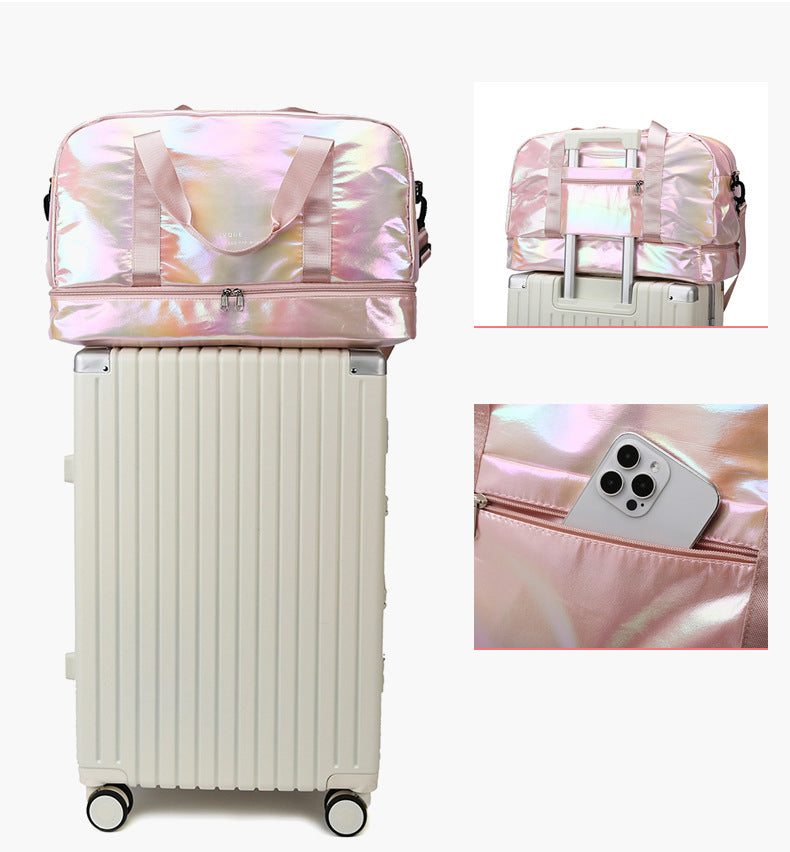 Iridescent Pearl Gym Duffel Bag – Shoe Compartment & Wet/Dry Separation