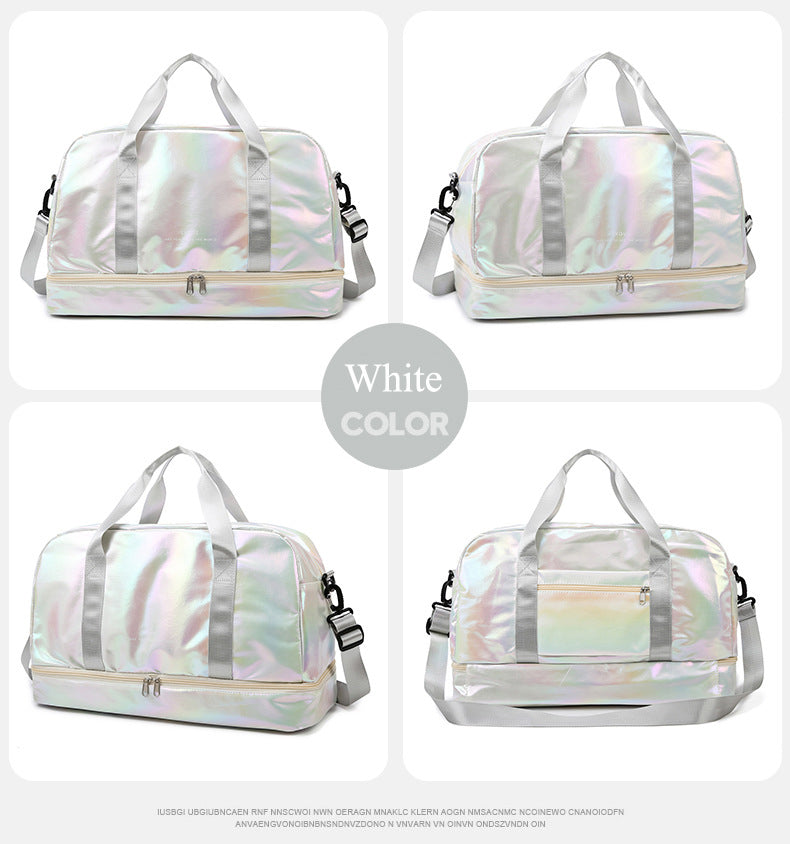 Iridescent Pearl Gym Duffel Bag – Shoe Compartment & Wet/Dry Separation