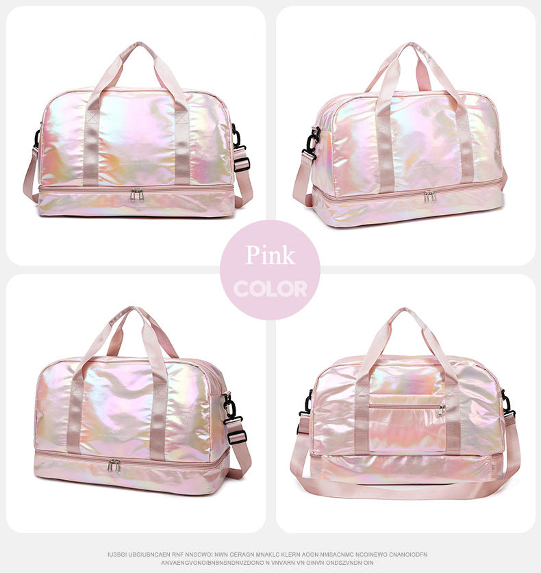 Iridescent Pearl Gym Duffel Bag – Shoe Compartment & Wet/Dry Separation