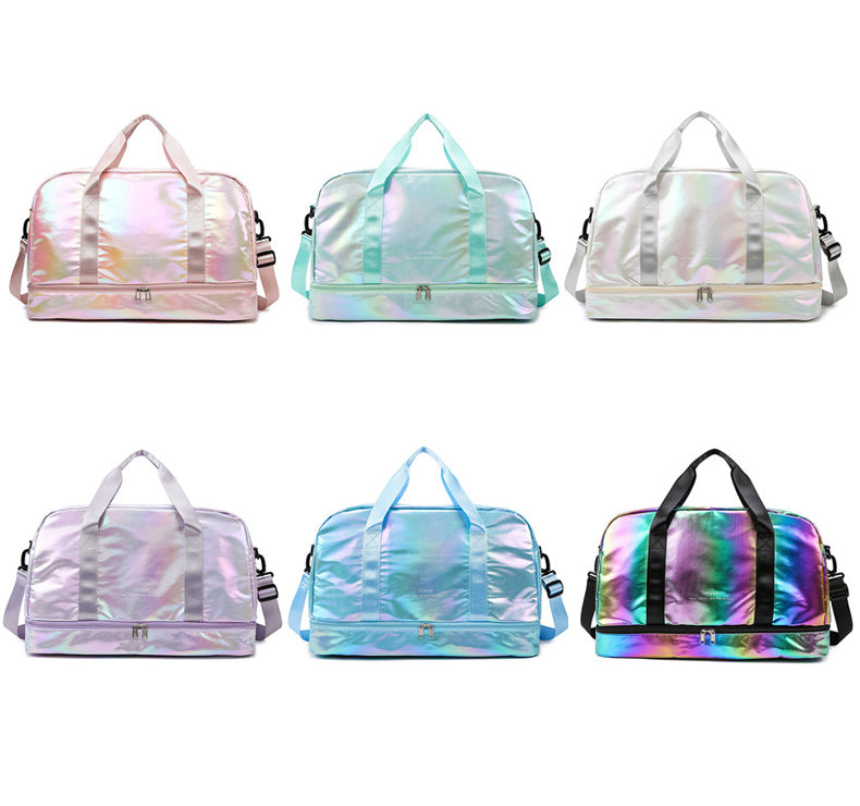 Iridescent Pearl Gym Duffel Bag – Shoe Compartment & Wet/Dry Separation