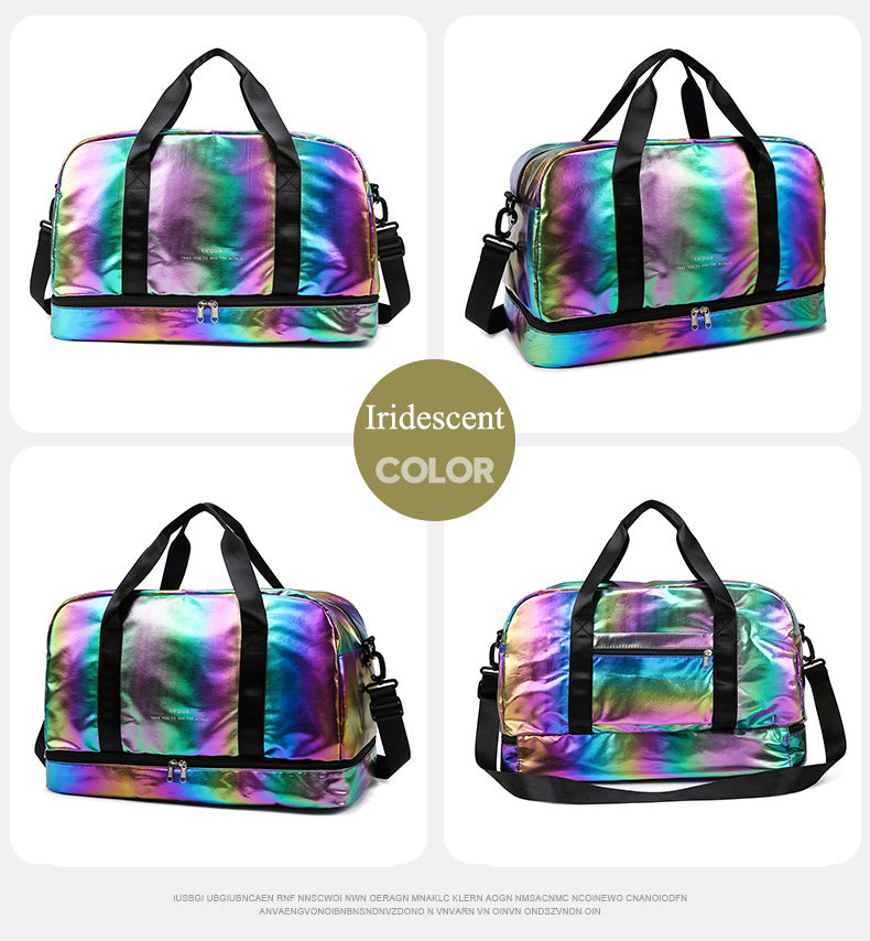 Iridescent Pearl Gym Duffel Bag – Shoe Compartment & Wet/Dry Separation