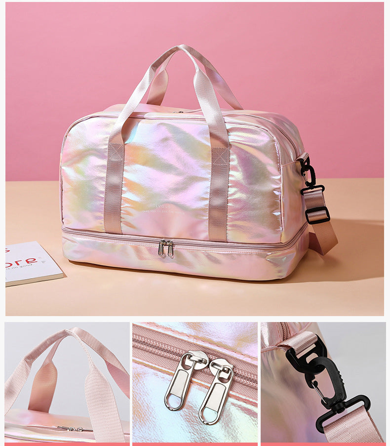 Iridescent Pearl Gym Duffel Bag – Shoe Compartment & Wet/Dry Separation