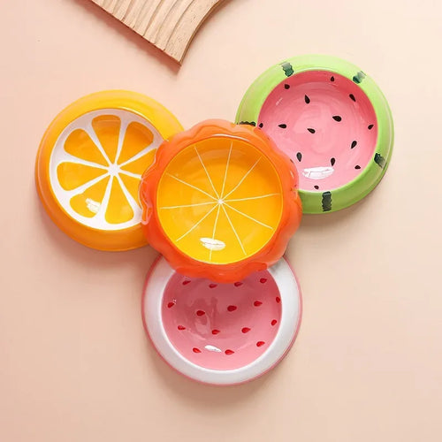 Ceramic Pet Bowl, Fruit Design Food and Water Bowl for Cats and Small Pets