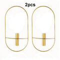 Oval Metal Geometric Wall Vase, Set of 2 Gold Wall Mounted Flower Rack