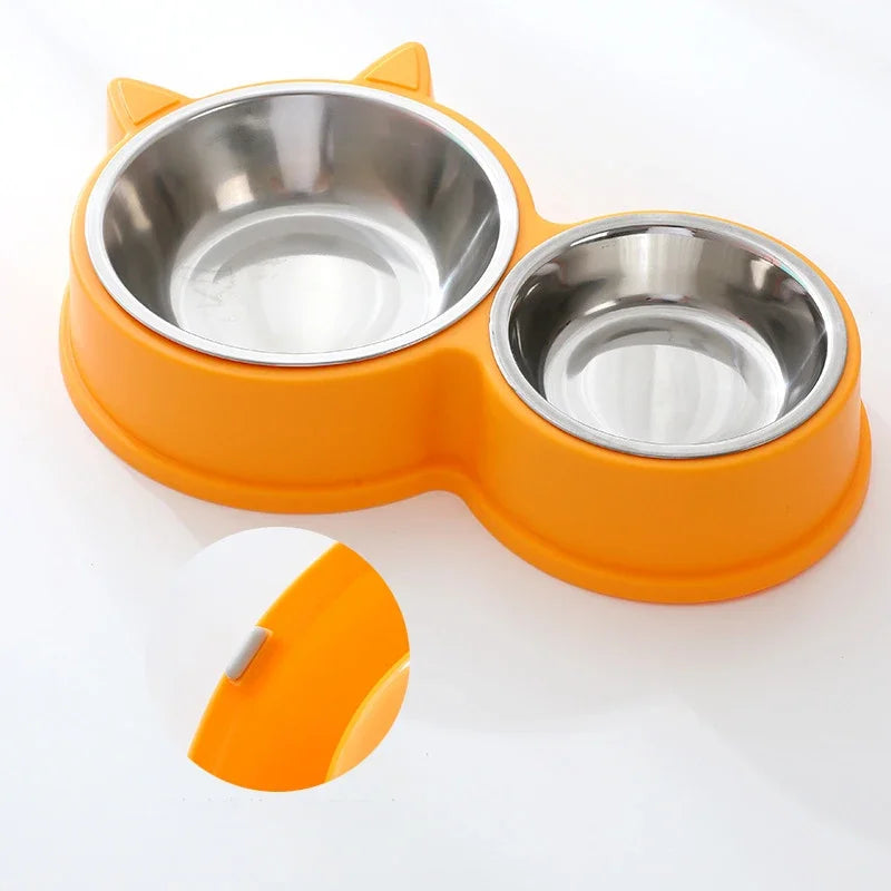 Stainless Steel Combination Pet Feeding Bowl, Food and Water Set