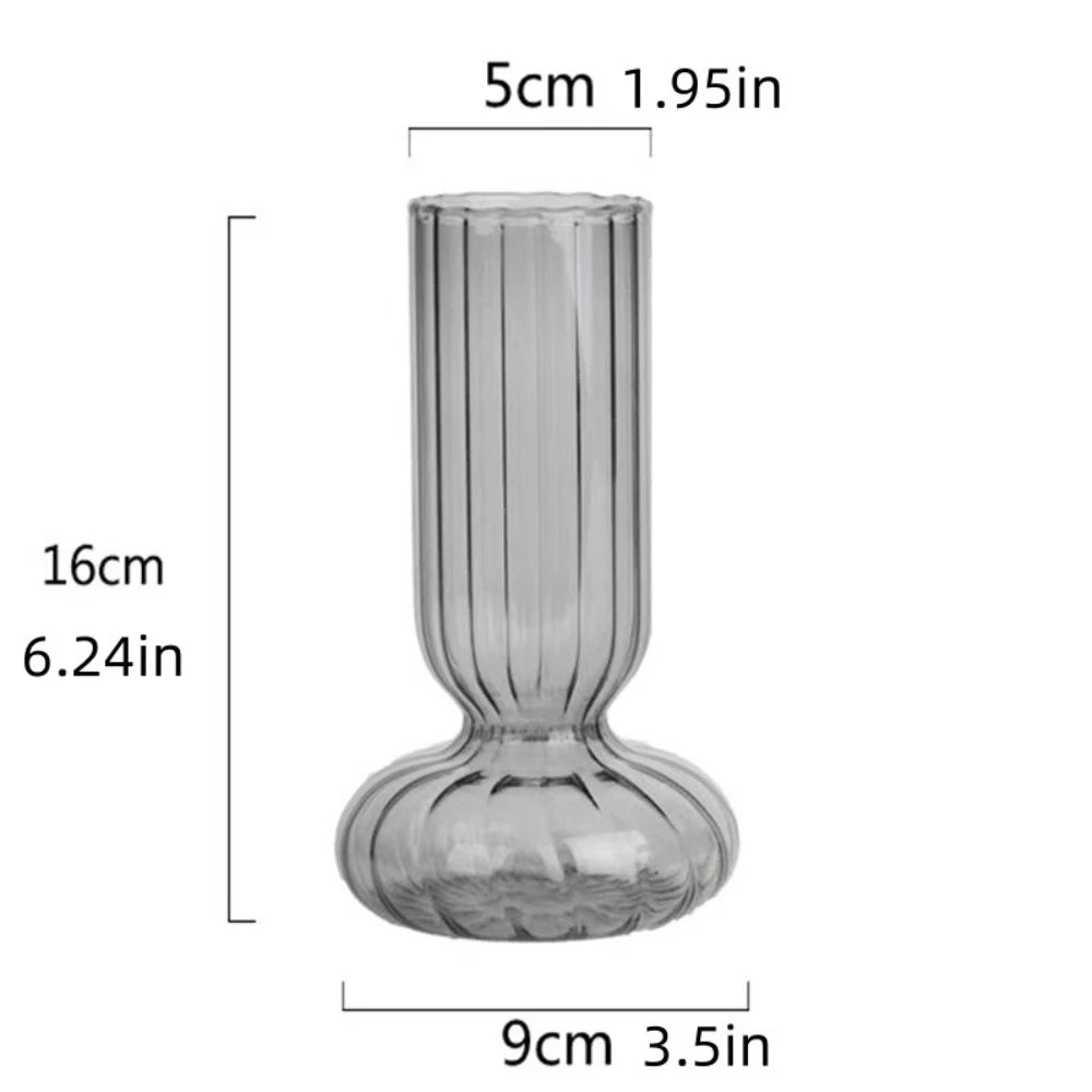 Nordic Striped Glass Vase, Retro Colorful Tabletop Vase for Home Decor