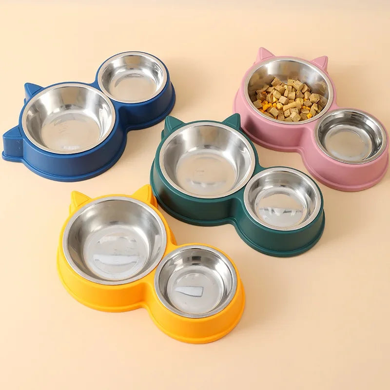 Stainless Steel Combination Pet Feeding Bowl, Food and Water Set