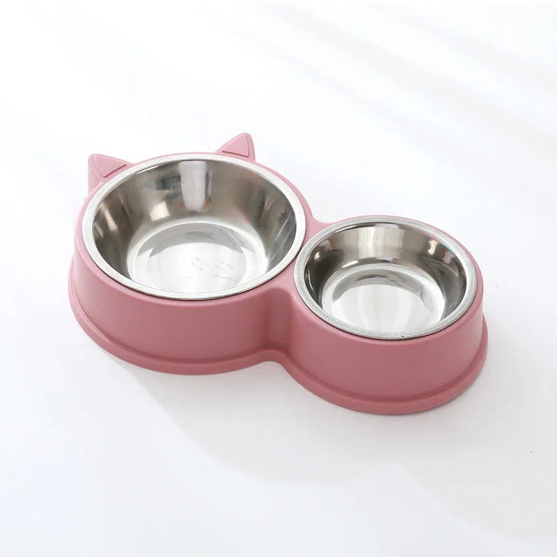 Stainless Steel Combination Pet Feeding Bowl, Food and Water Set