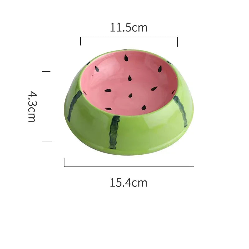 Ceramic Pet Bowl, Fruit Design Food and Water Bowl for Cats and Small Pets