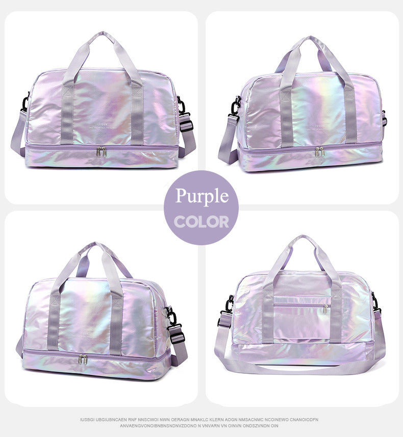 Iridescent Pearl Gym Duffel Bag – Shoe Compartment & Wet/Dry Separation