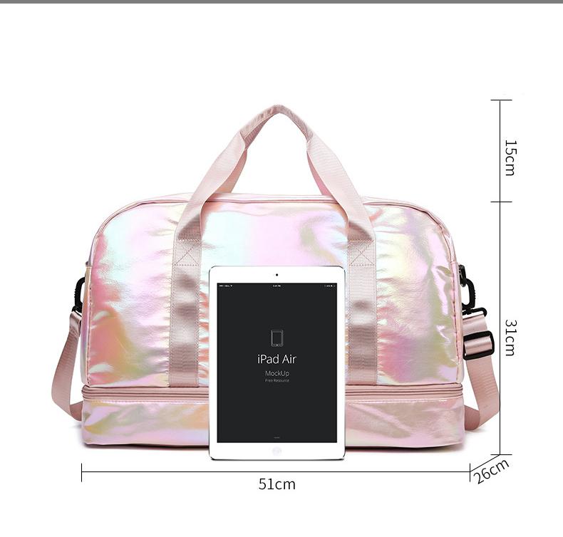 Iridescent Pearl Gym Duffel Bag – Shoe Compartment & Wet/Dry Separation